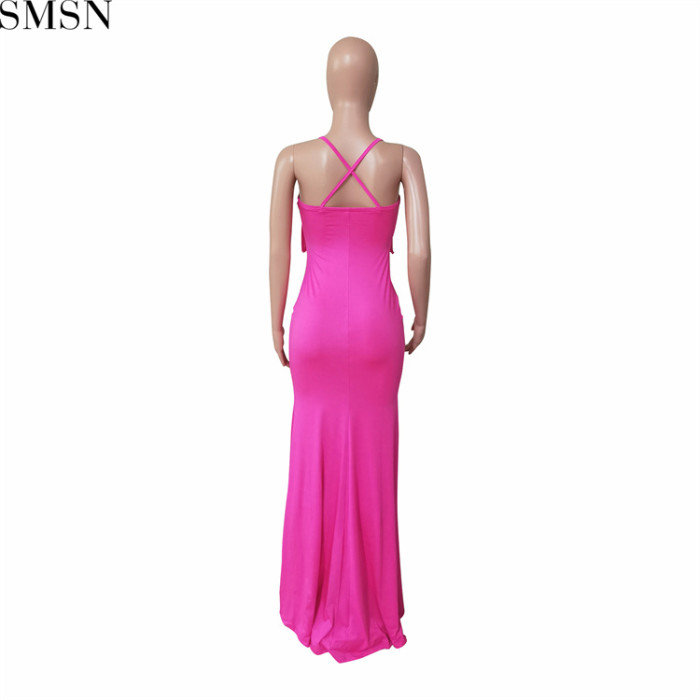 Casual Dress  European and American women sexy fashion halter neck tie halter fringed dress