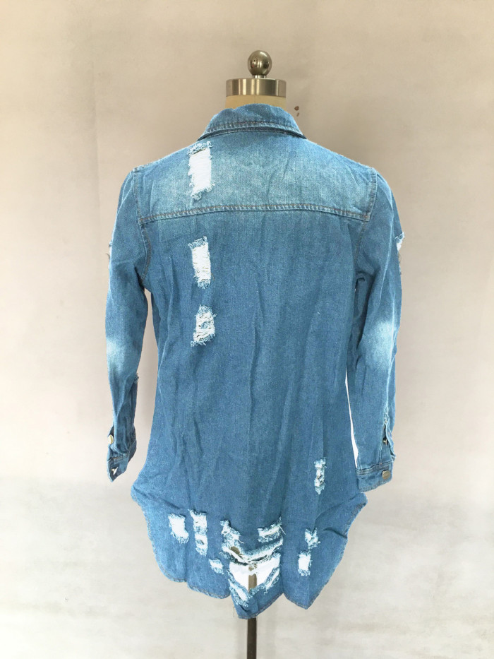 Sexy stretch hole denim coat
