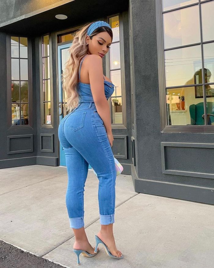 Fashion suspender jeans Jumpsuit