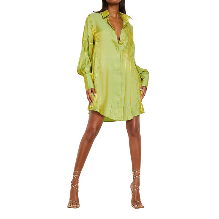 Solid Flash Comfortable Loose Fit Long Shirt Dress
