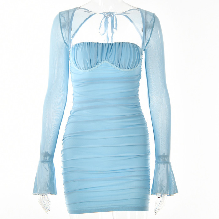 Sexy Spicy Girl Long Sleeve Wrapped Hip Dress