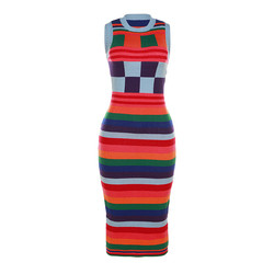 Fashion color blocking sleeveless knitted womens dress