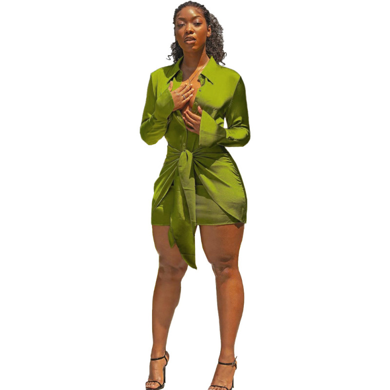 Cute Fashion Solid Color Shirt Dress