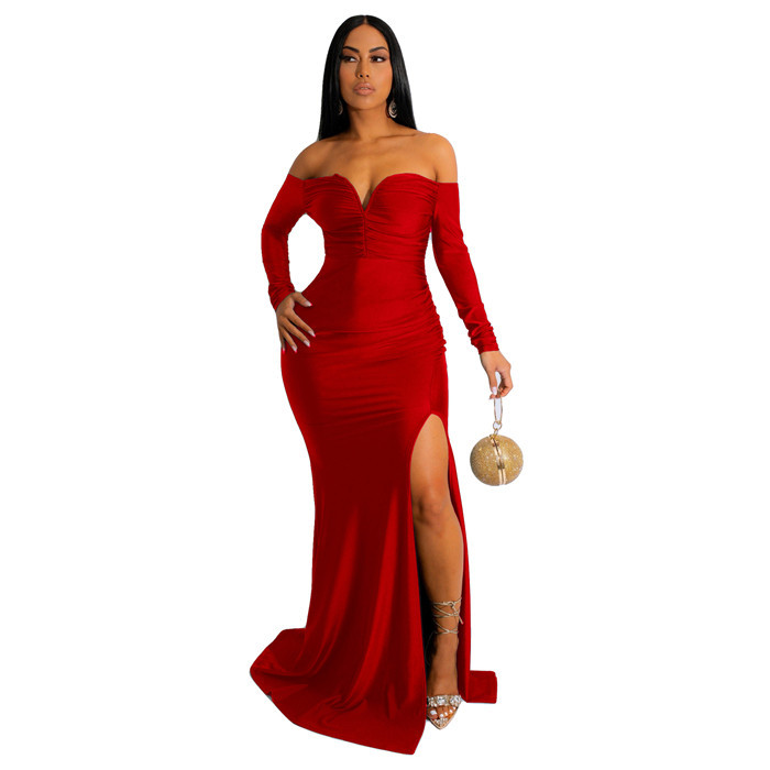 Hot sale women sexy plain elegant club evening dresses floor length prom dresses 2022