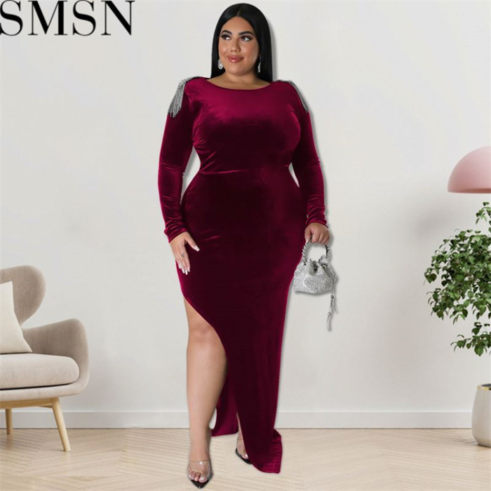 Plus Size Dress European and American plus size women clothes wholesale supply shoulder jewelry dress