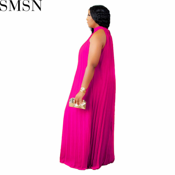 Casual Dress large size fashion pleated loose temperament sleeveless dress for women