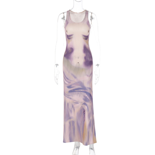 Fashion Sexy Printed Slim Sleeveless Dress