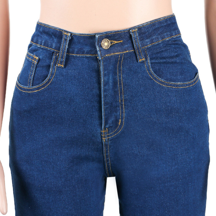 Slim denim wide leg pants