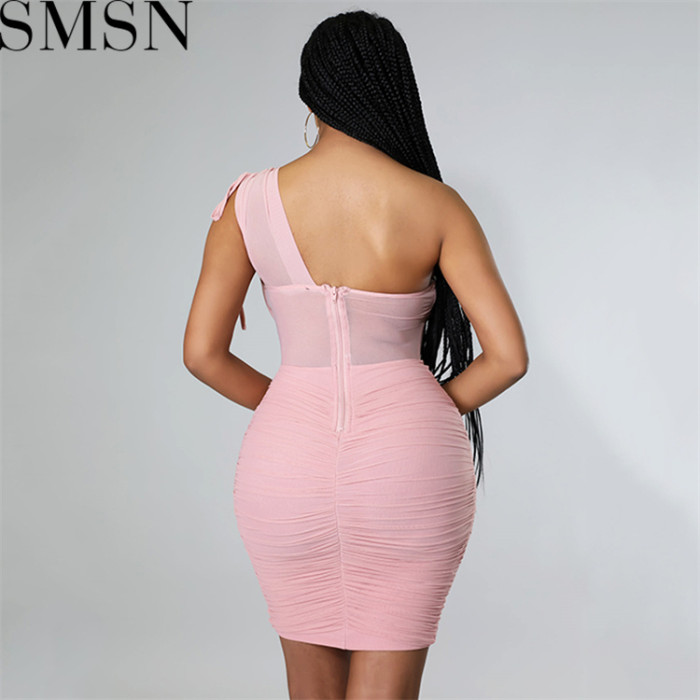 Casual Dress Mesh See Through Skinny Club Wear Summer Women Plus Size Dress