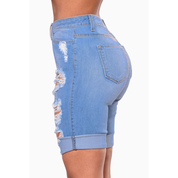 Fashionable water wash hole high waist jeans