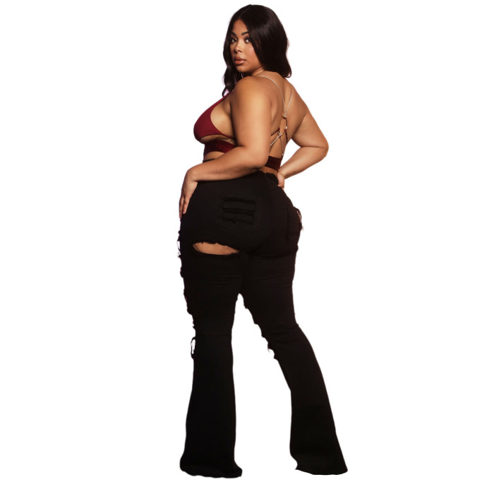 Fashion high waisted flared pants