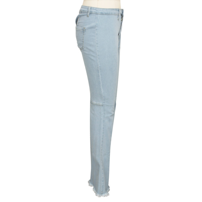 Fashion high waist elastic denim flared pants