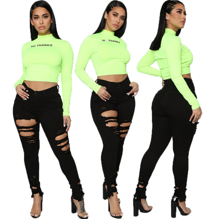 Sexy hole wash slim stretch jeans Leggings