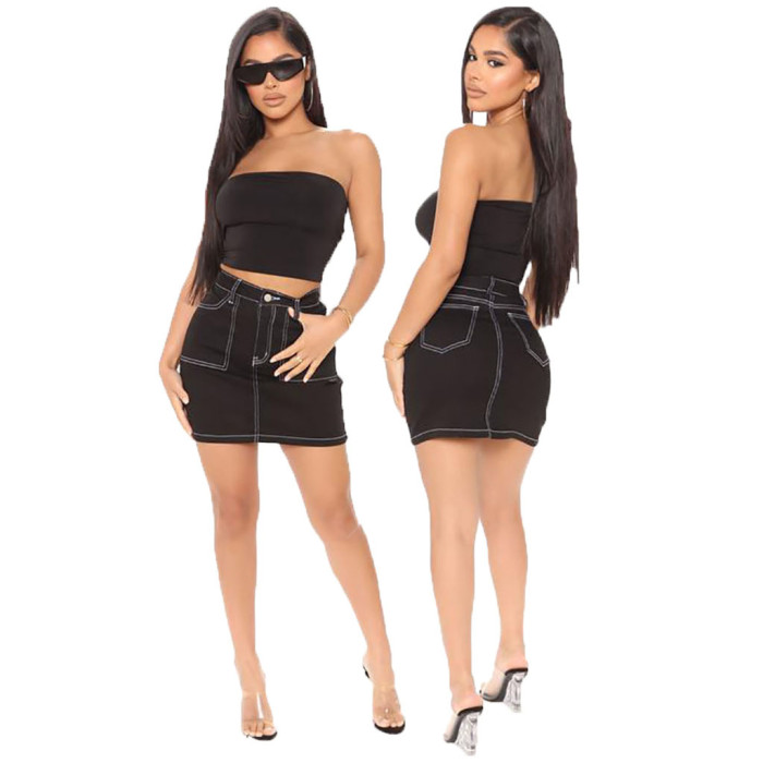 Fashion denim stretch skirt