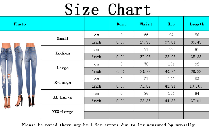 Fashion elastic high waist jeans with holes