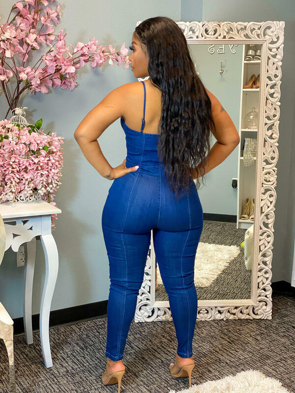 Fashion slim denim Jumpsuit