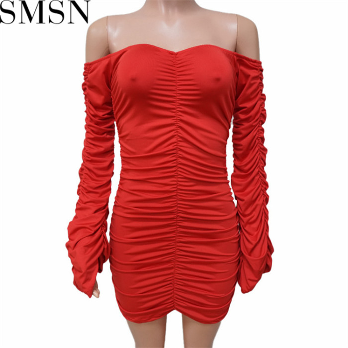 Plus Size Dress European and American style dress Amazon hot solid color draped dress