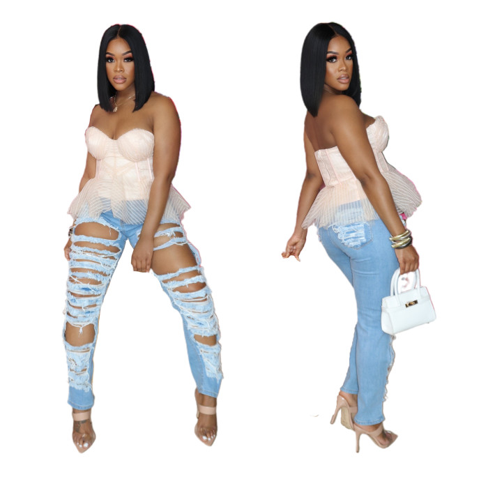 Fashion casual jeans with holes