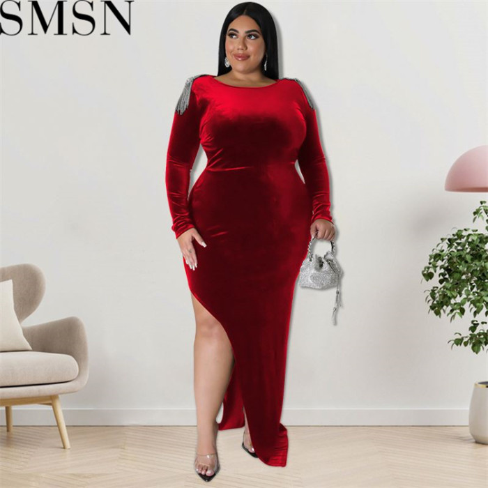 Plus Size Dress European and American plus size women clothes wholesale supply shoulder jewelry dress