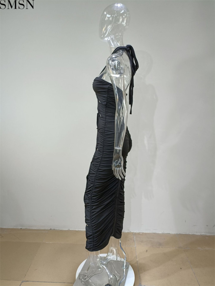 Fashion dress for women 2022 European and American neck hanging hollow tight suspender sexy nightclub dress