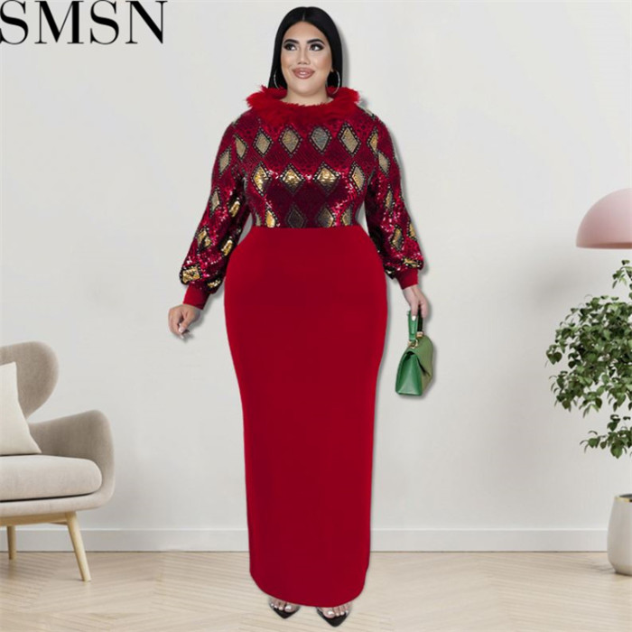 Plus Size Dress wholesale supply long sleeve front beaded dress