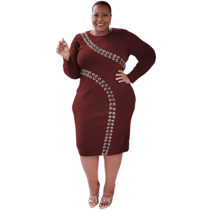 Plus Size Dress autumn and winter New hollow out strap fashion sexy tight plus size women dress