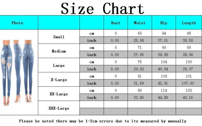 Fashion high waist jeans with holes