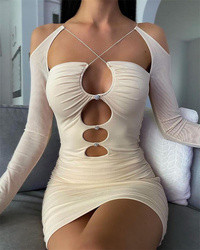 Summer dress pleated  rhinestone nightclub style Sexy Dresses Women