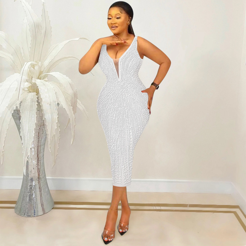 Fashion women dress suspenders sexy tight V-neck rhinestone dress for women plus size casual dress