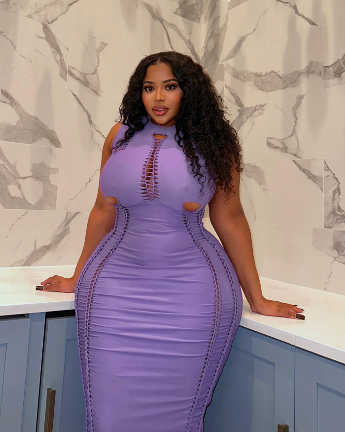 Summer Crewneck Vest Sleeveless Personality Burned Floral Woven Sexy Dress