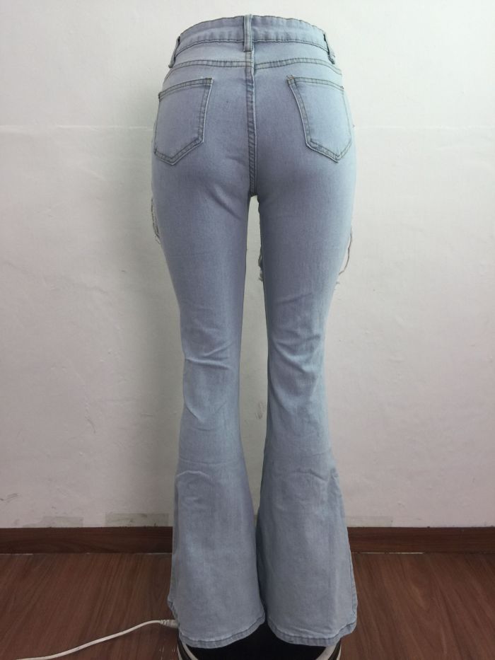 Fashion casual cut-out flared jeans