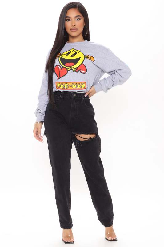 Pac Man Game Over Tunic Top - Heather Grey