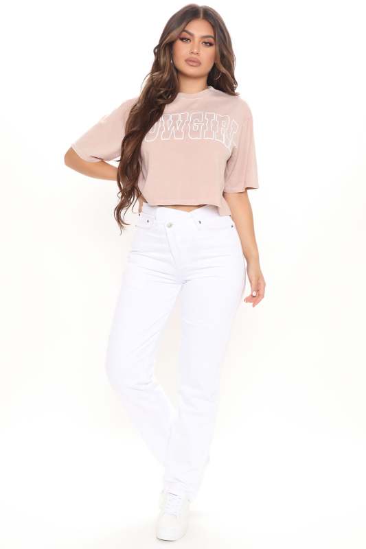 Cowgirl Washed Crop Top - Taupe