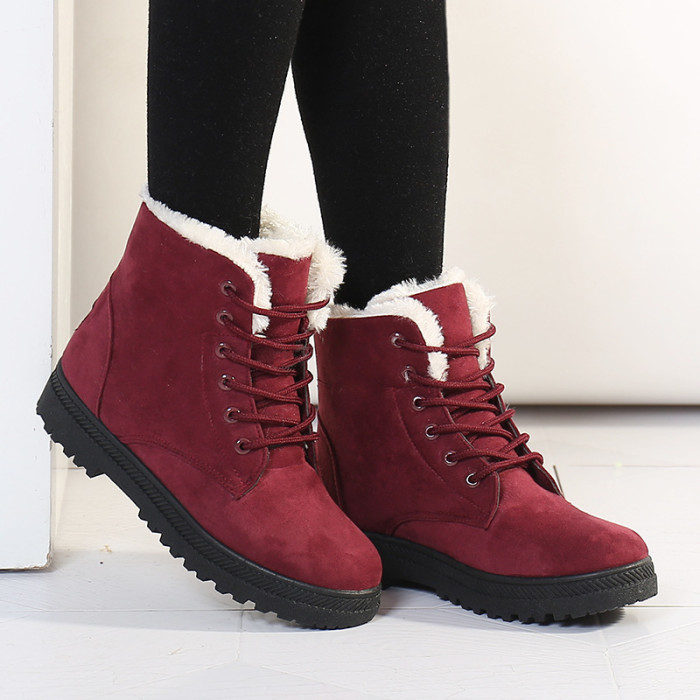 2021 Winter Ladies Snow Boots Plus Velvet Warm Short Boots Flat-Heeled Large Size Cotton Shoes Non-Slip And Not Afraid Of Cold