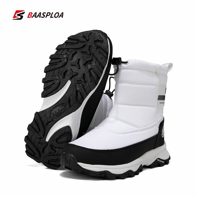 Baasploa 2021 New High Heels Women Winter Waterproof Sneakers Non-Slip Thick bottom Walking Hiking Shoes Female White Snow Boots