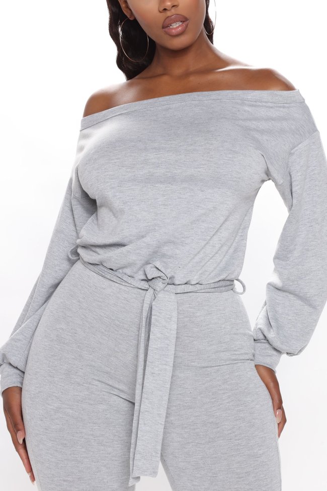 Expecting You Soon Jumpsuit - Heather Grey