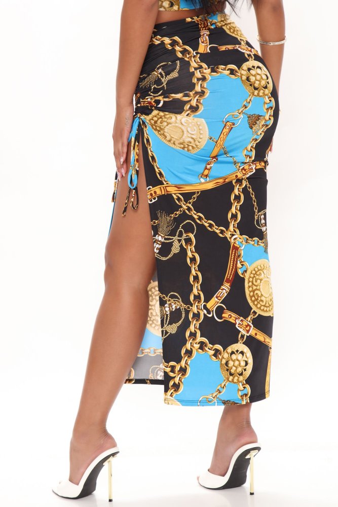 Expensive Touch Maxi Skirt - Blue/combo