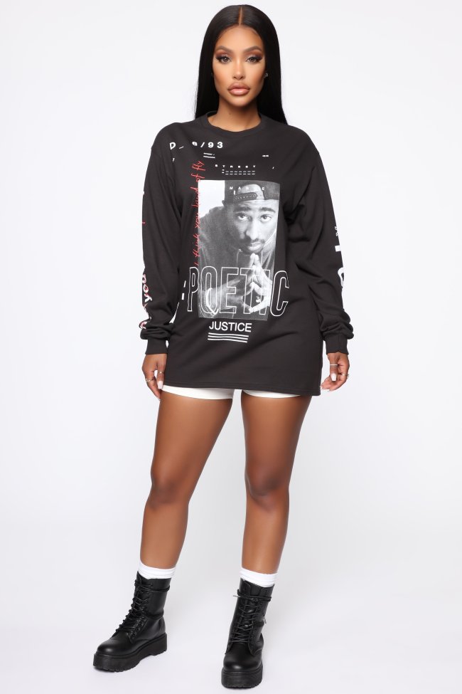 Every Letter Is True Long Sleeve Top - Black