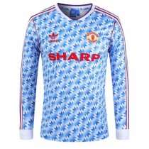 1990-1992 Man Utd Away Long Sleeve Retro Soccer Jersey