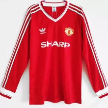 1986 Man Utd Home Long Sleeve Retro Soccer Jersey