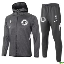 2020 NBA Los Angeles Clippers Grey Full Zip hoodie Tracksuit