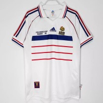 1998 France Away White Retro Soccer Jersey