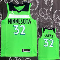 Timberwolves TOWNS #32 Fluorescent Green Top Quality Hot Pressing NBA Jersey