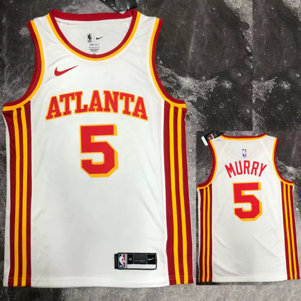 HAWKS MURRY #5 White Top Quality Hot Pressing NBA Jersey