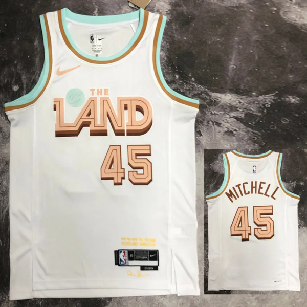 22-23 Cleveland Cavaliers MITCHELL #45 White City Edition Top Quality Hot Pressing NBA Jersey