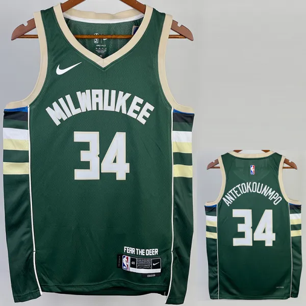 22-23 BUCKS ANTETOKOUNMPO #34 Green Top Quality Hot Pressing NBA Jersey