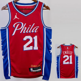 22-23 76ERS EMBIID #21 Red Top Quality Hot Pressing NBA Jersey (Trapeze Edition) 飞人版