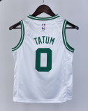 2023 CELTICS TATUM #0 White Top Quality Hot Pressing Kids NBA Jersey