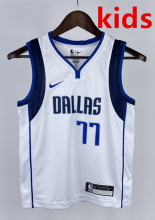 2023 Dallas Mavericks DONCIC #77 White Home Top Quality Hot Pressing Kids NBA Jersey