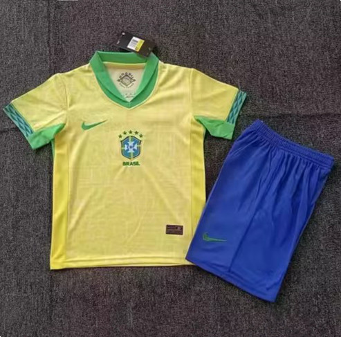 2024 Brazil Home Kids Soccer Jersey